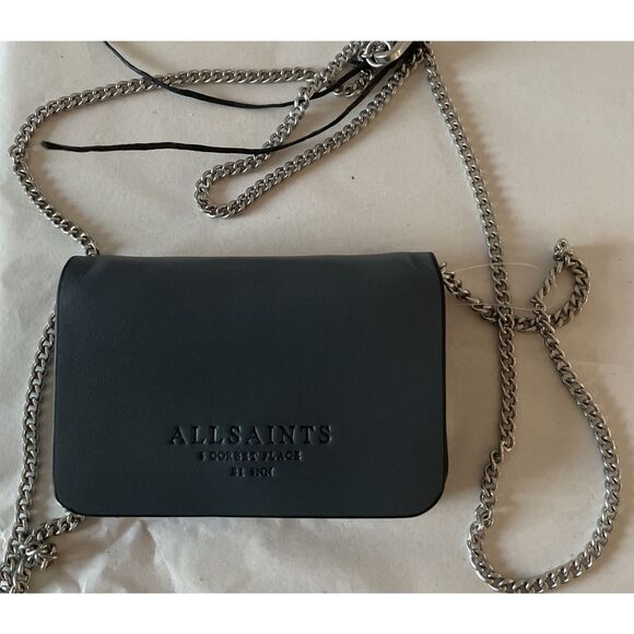 ALLSAINTS The Honore Leather Cardholder Crossbody In Steel Blue - Picture 4 of 8